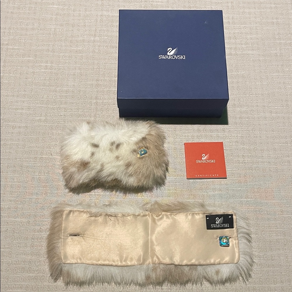 Swarovski Elegant Fur Hand Warmer - Cream and Brown